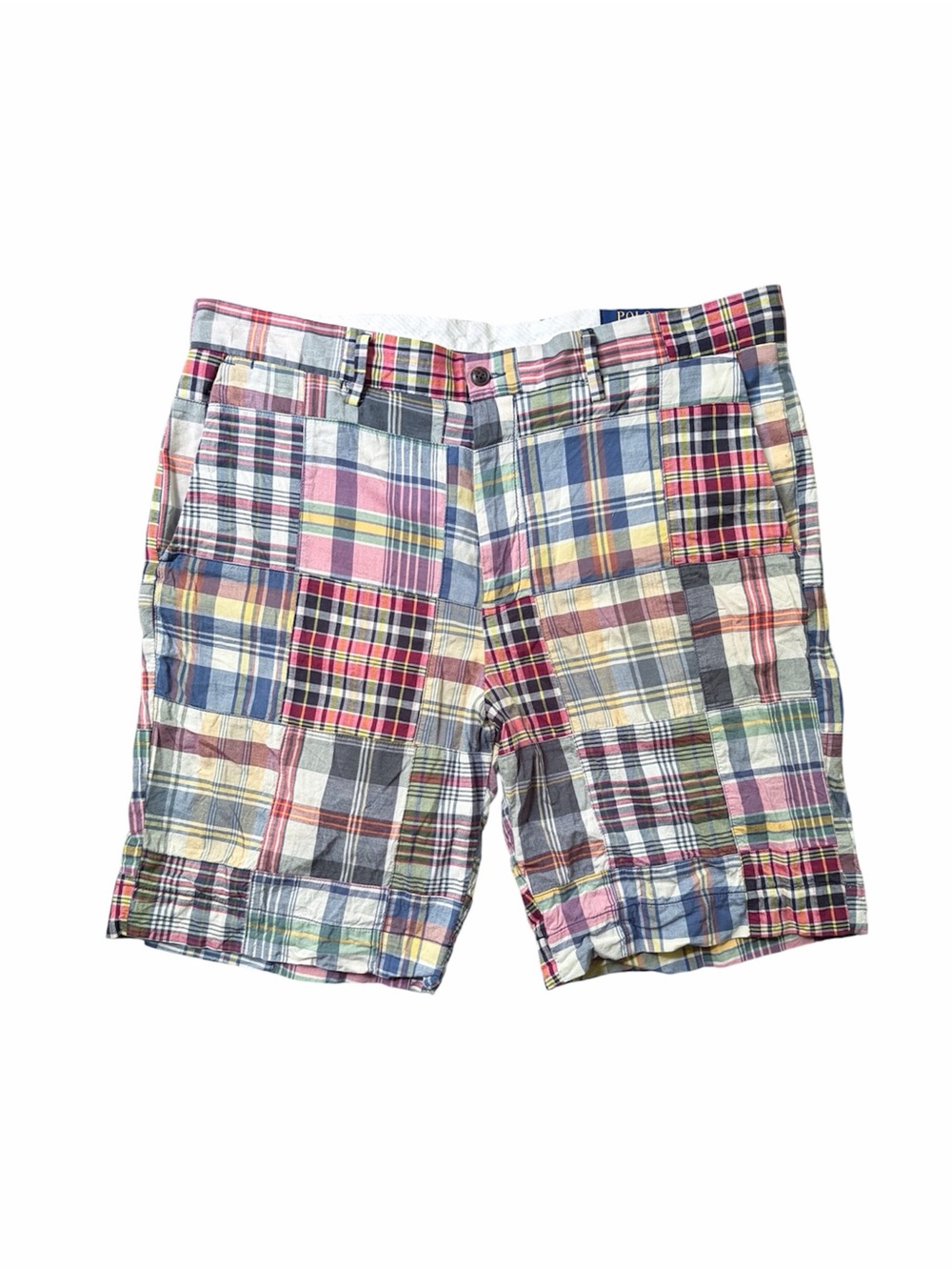 POLO Ralph Lauren Classic-Fit Patchwork Madras Shorts, sz 33” - Picture 4 of 10